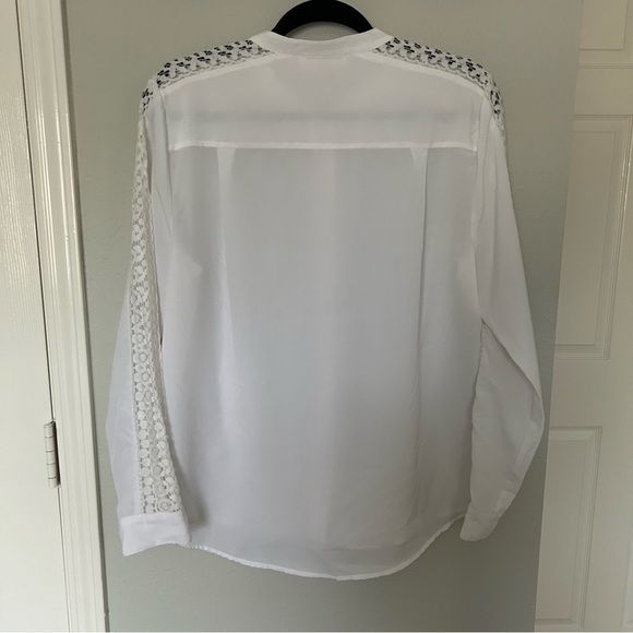 Michael Michael Kors White Button Down Long Sleeve Blouse Large - Picture 8 of 8
